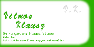 vilmos klausz business card